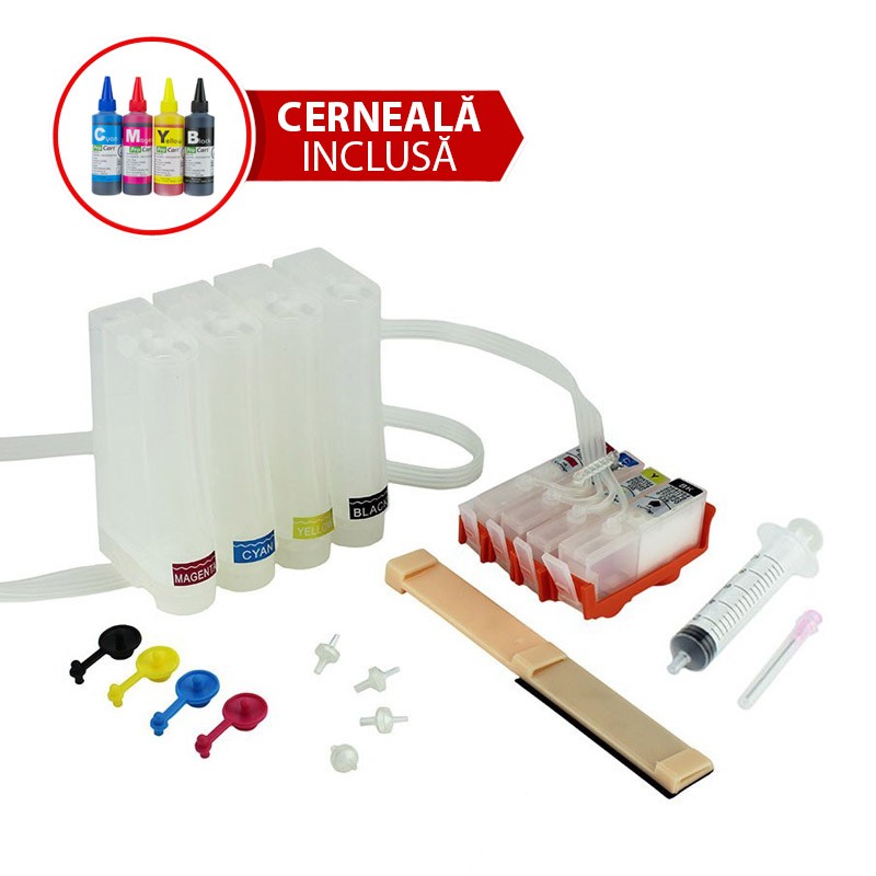 Sistem de alimentare continua CISS HP364 cu 4 cartuse cu cerneala Dye - imagine 3